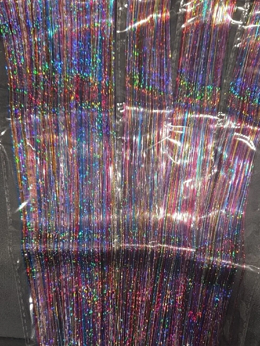 Hair Tinsel Glitter Hair Extensions, 6 Pack, 47 Inch, 900 Strands Iridescent